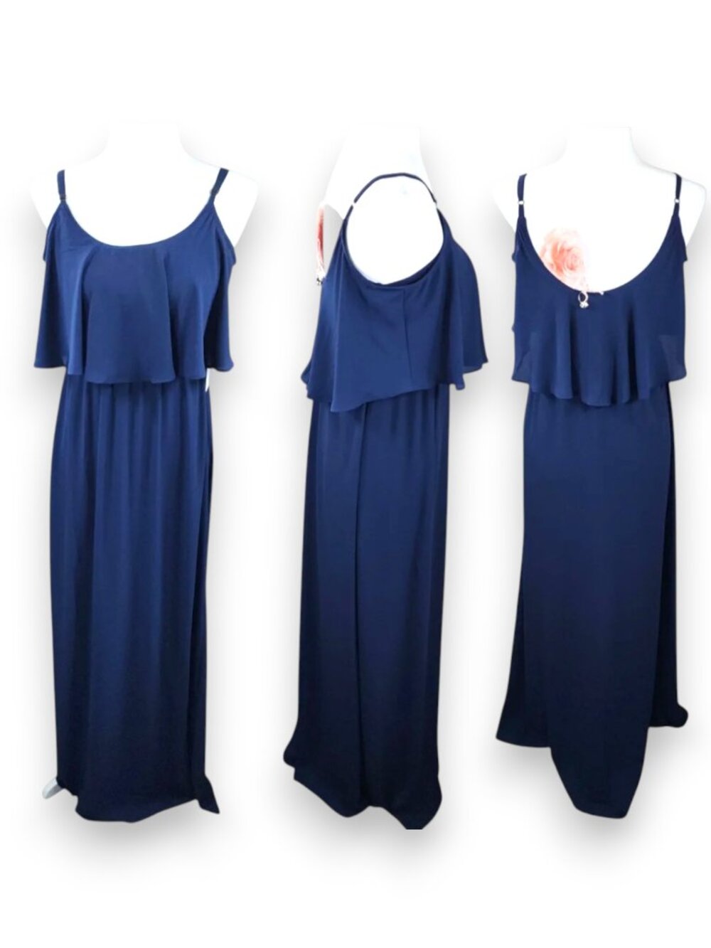Show Me Your Mumu Caitlin Ruffle Maxi Dress Navy XXS NWT Bridesmaid Formal - Picture 5 of 16